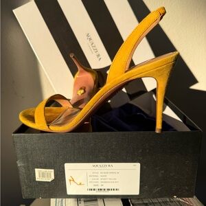 AQUAZZURA So Nude Sandal 85 | Sporty Yellow |EU39 | Suede | 67% OFF
